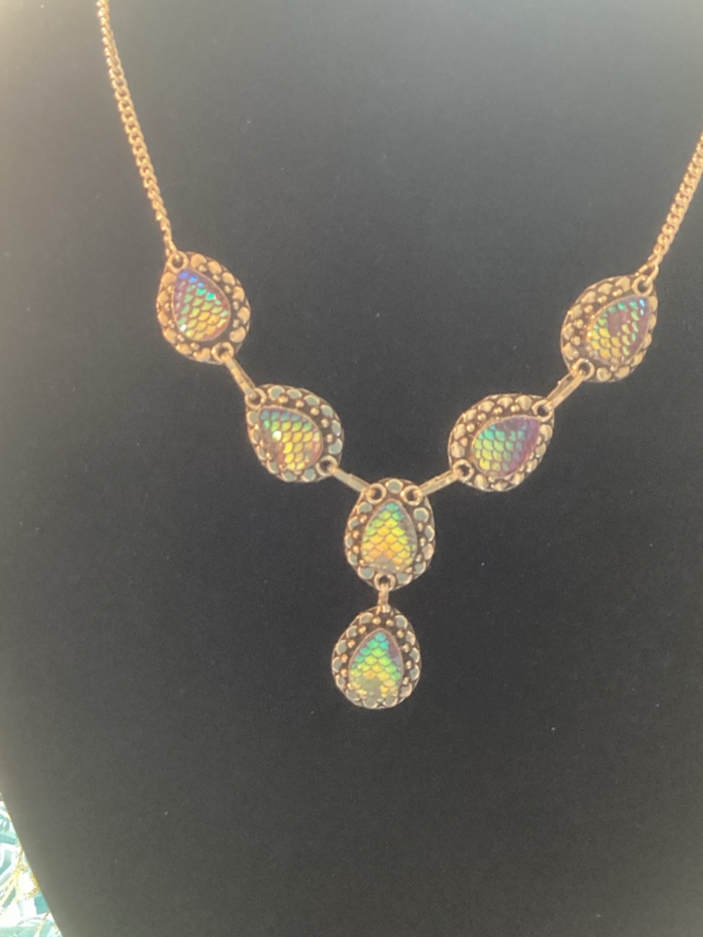 Gold-Tone Iridescent Teardrop Necklace - Women Jewelry